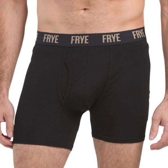 FRYE S Black Performance Bamboo Blend Fly Front Boxer Briefs Pack of 4 - Picture 2 of 7